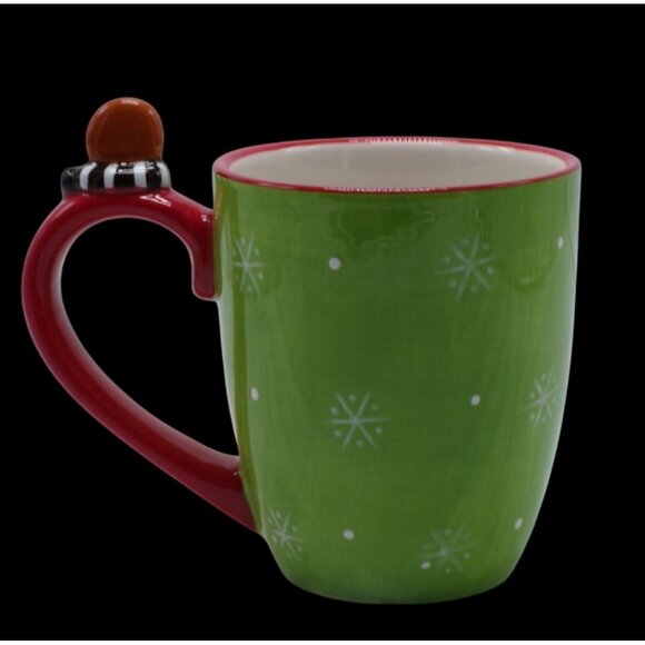 Graces Pantry Christmas Gingerbread Green Snowflake Red Handle Holiday Mug 12 oz - Picture 4 of 7